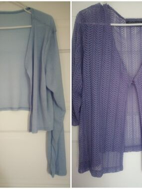 Light Cornflower Blue & Lavender Women’s Lightweight Open Cardigans